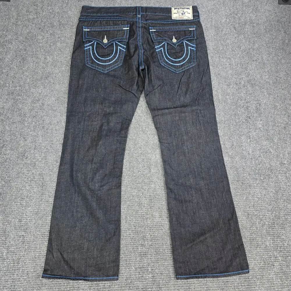 Vintage True Religion Ricky World Tour Jeans Mens 40x34 Dark Wash Mega T USA